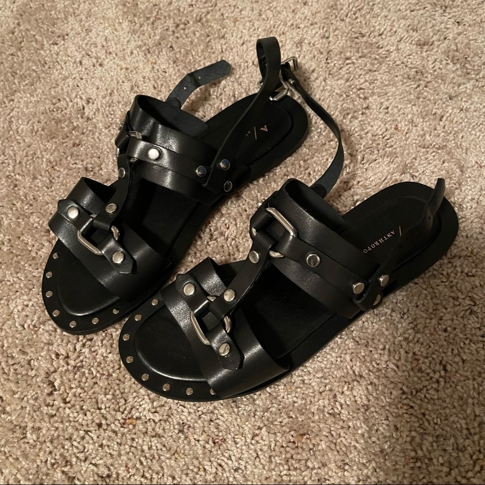Anthropologie Hattie Black Studded Slingback Sandals​ - Picture 3 of 5
